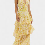 Domenica - Vestido de chiffon com decote em V e camadas fluidas