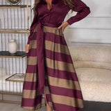 Yvonne | Vestido de Muher longo listrado