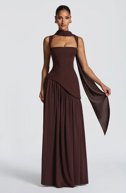 ZAFIRA | Vestido longo efeito laqueado
