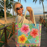 Bolsa de Praia Feita à Mão | Flor Tropical